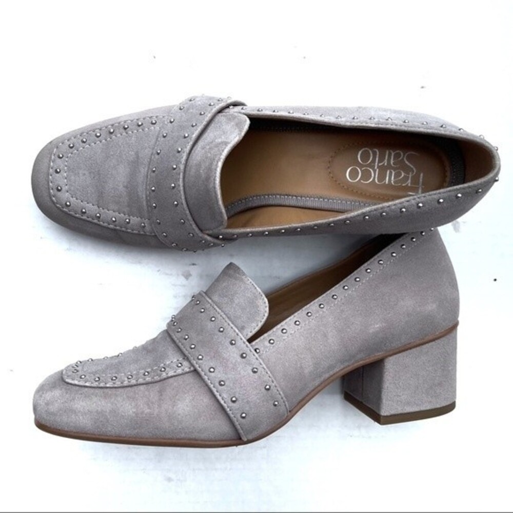Franco Sarto Light Gray Studded Loafers